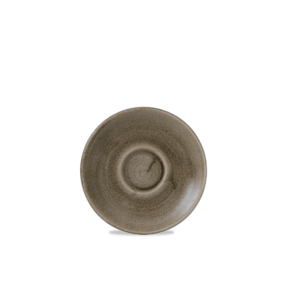 Stonecast Patina 4 1/2" Antique Taupe Espresso Saucer