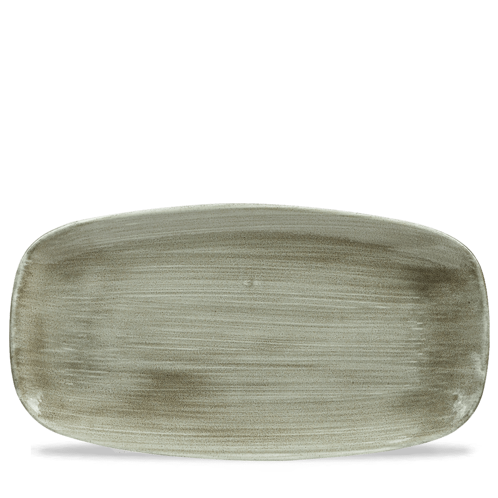 Stonecast Patina 13 7/8" x 7 3/8" Burnished Green Oblong Plate