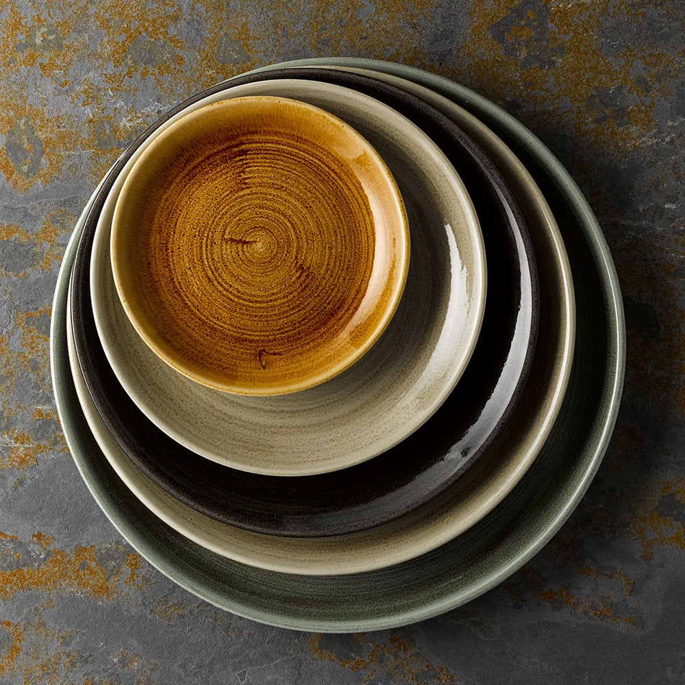 Stonecast Patina 12 3/4" Burnished Green Coupe Plate