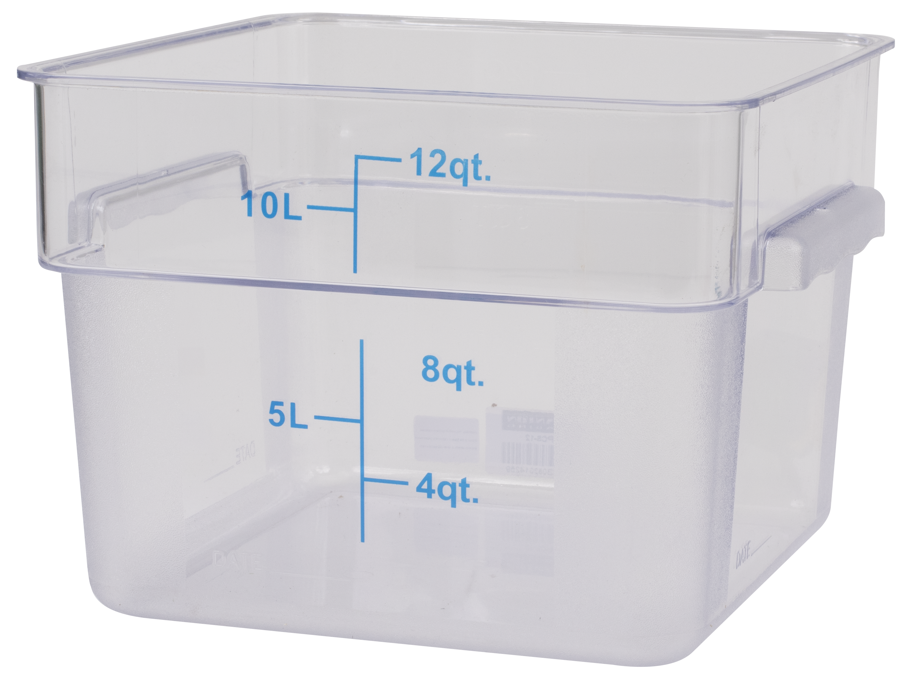 Food Storage Square 12 qt., Clear, Polycarbonate