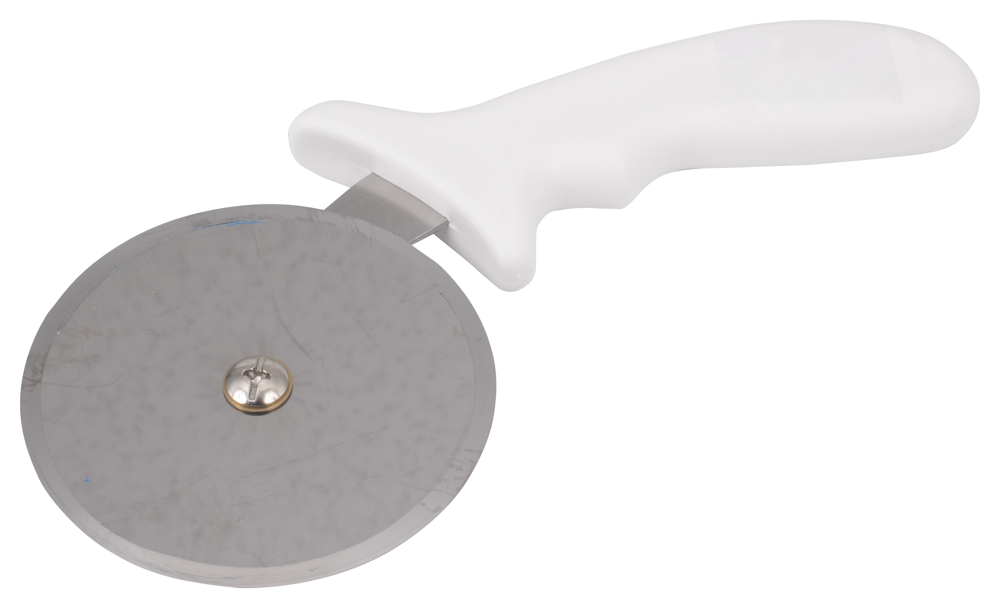 Pizza Cutter, 3-1/2" Wheel, Stainless Steel Blade, White Plastic Handle