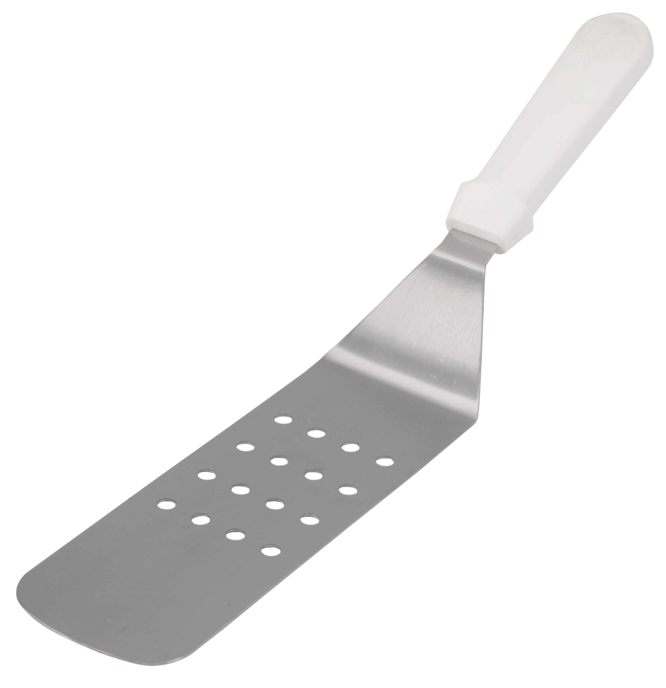 Turner, 8" x 3", Perforated, White Plastic Handle