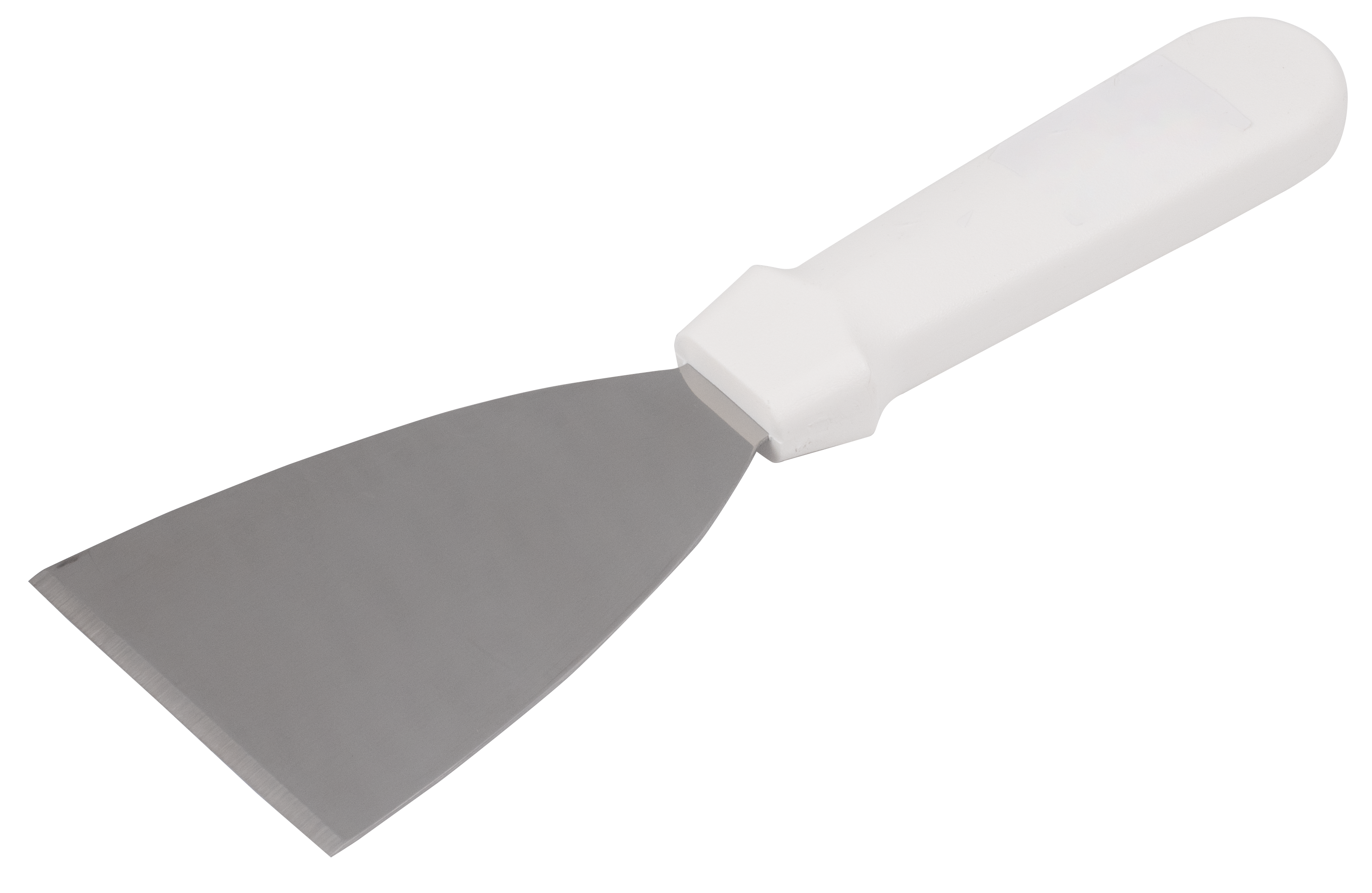 Pan Scraper, 3", White Plastic Handle