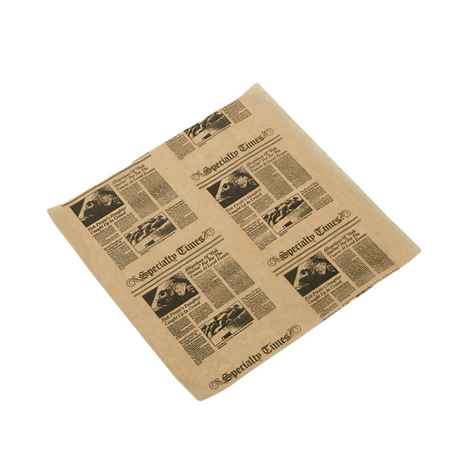 10" x 10" Fry & Basket Paper, Square, Natural Newspaper