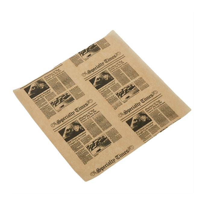 12" x 12" Fry & Basket Paper, Square, Natural Newspaper
