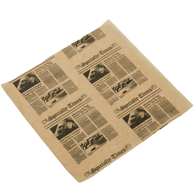 16" x 16" Fry & Basket Paper, Square, Natural Newspaper