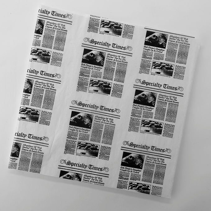 16" x 16" Square Fry & Basket Paper, Flat, Newspaper Print