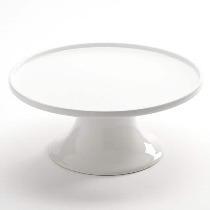 12"D x 5-1/4"H Round Serving Stand, White Porcelain