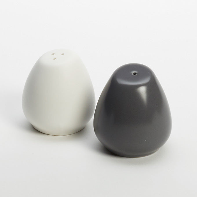 2 oz. Salt & Pepper Shaker Set, Porcelain, White/Grey
