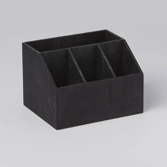 4-Compartment Rectangular Wood Caddy, Black, 7-1/2"L x 6-1/2"W x 5-1/8"H
