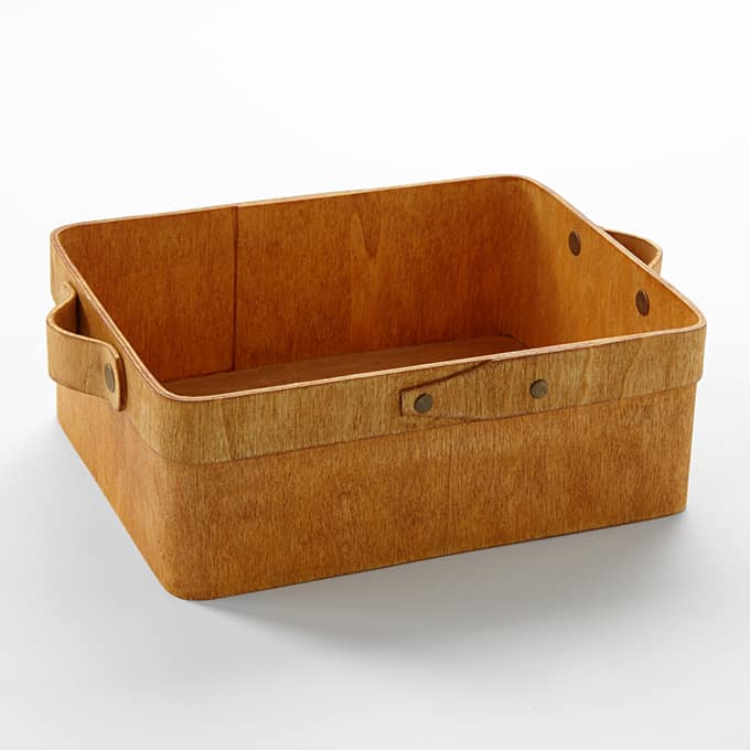 8-1/2" x 5-3/4" Rectangular Poplar Wooden Basket w/Handles