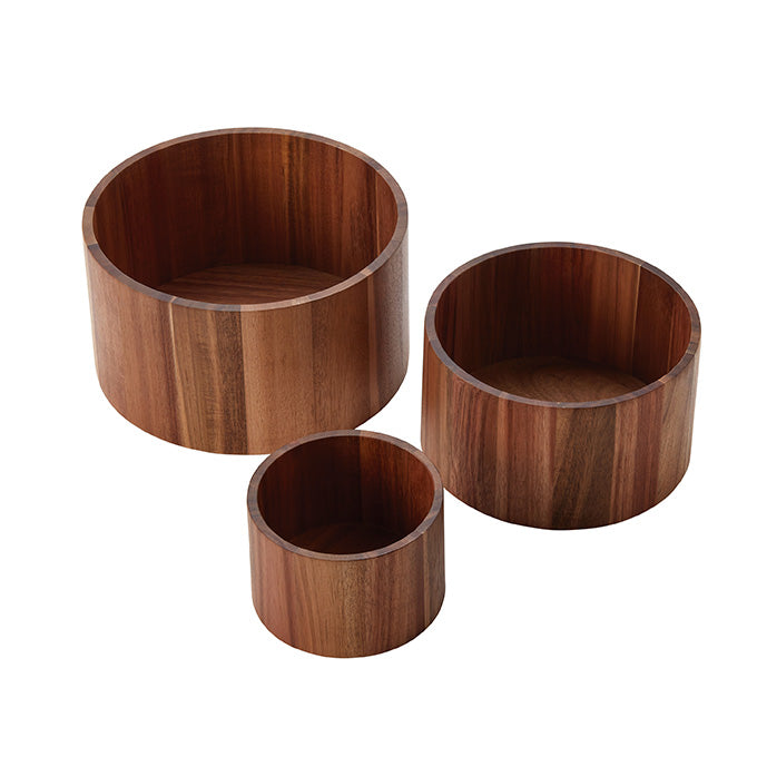 3-Piece Round Riser Set, Acacia Wood