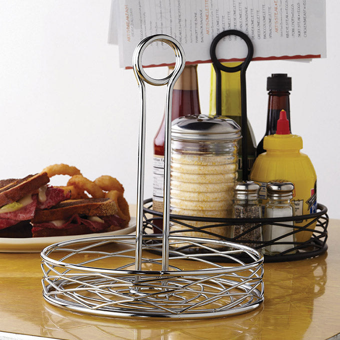 7-3/4"D Birdnest Round Condiment Rack, Chrome Finish