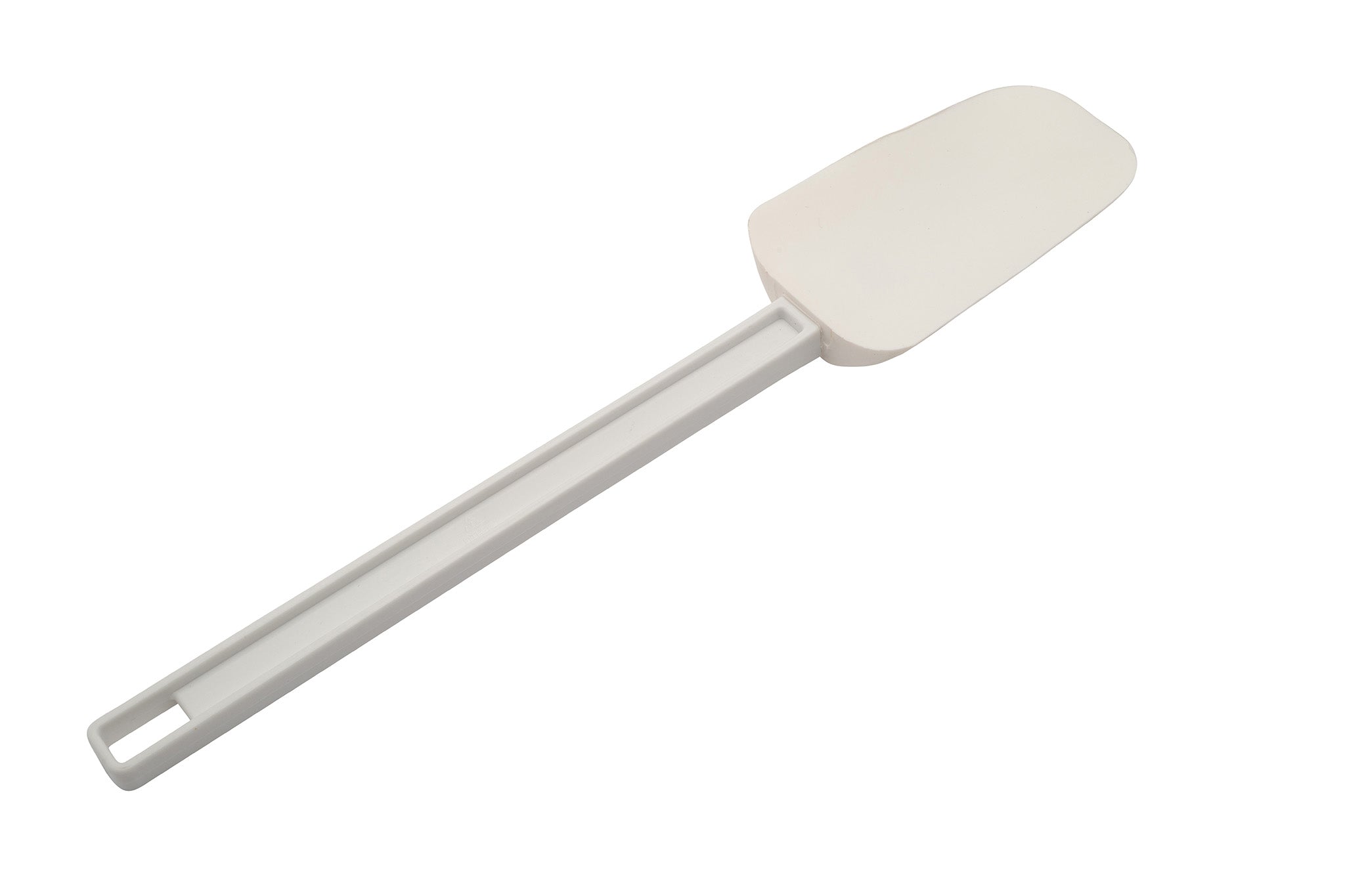 Scraper, 14", Rubber, Spoon Blade, White Plastic Handle