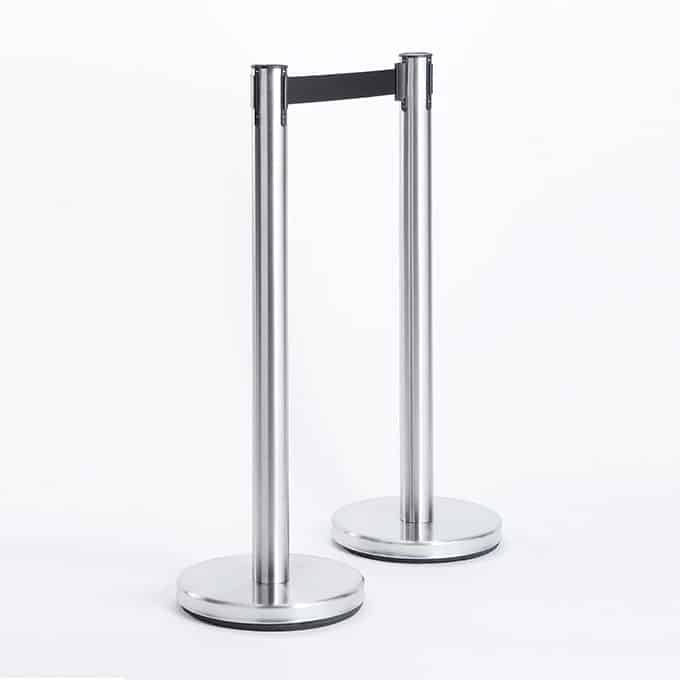 12-1/2"D x 35-1/4"H Barrier System Set w/Black Tape, Satin Stainless Steel