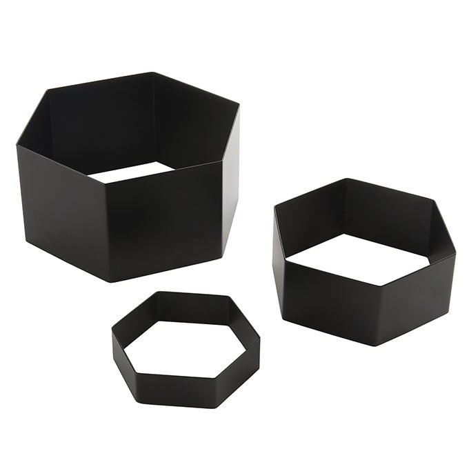 Black Hexagon Geo Riser Set of 3