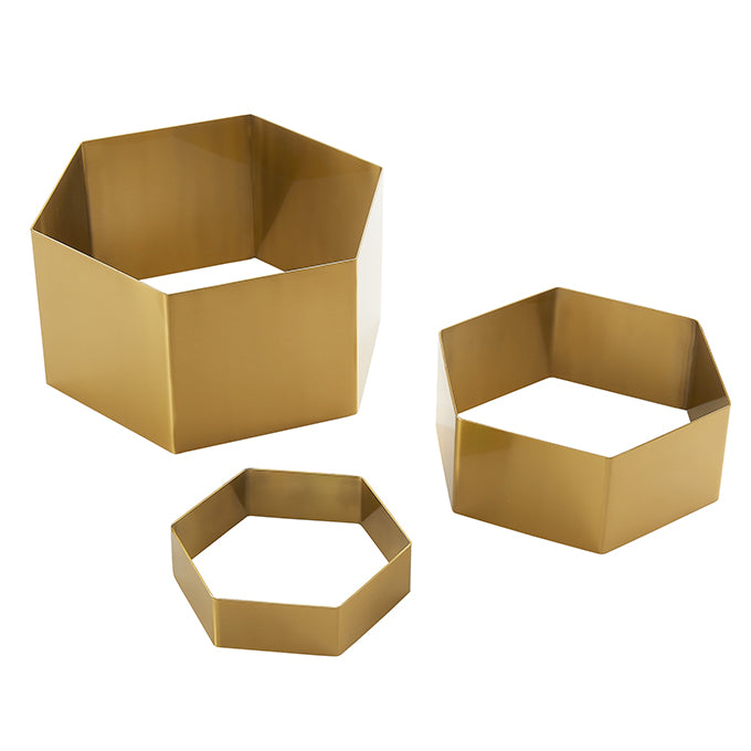 Gold Hexagon Geo Riser Set of 3