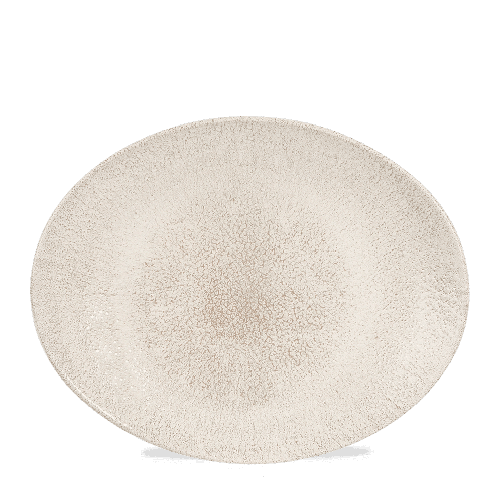 Raku 12-1/2" x 10" Oval Coupe Plate, Agate Grey