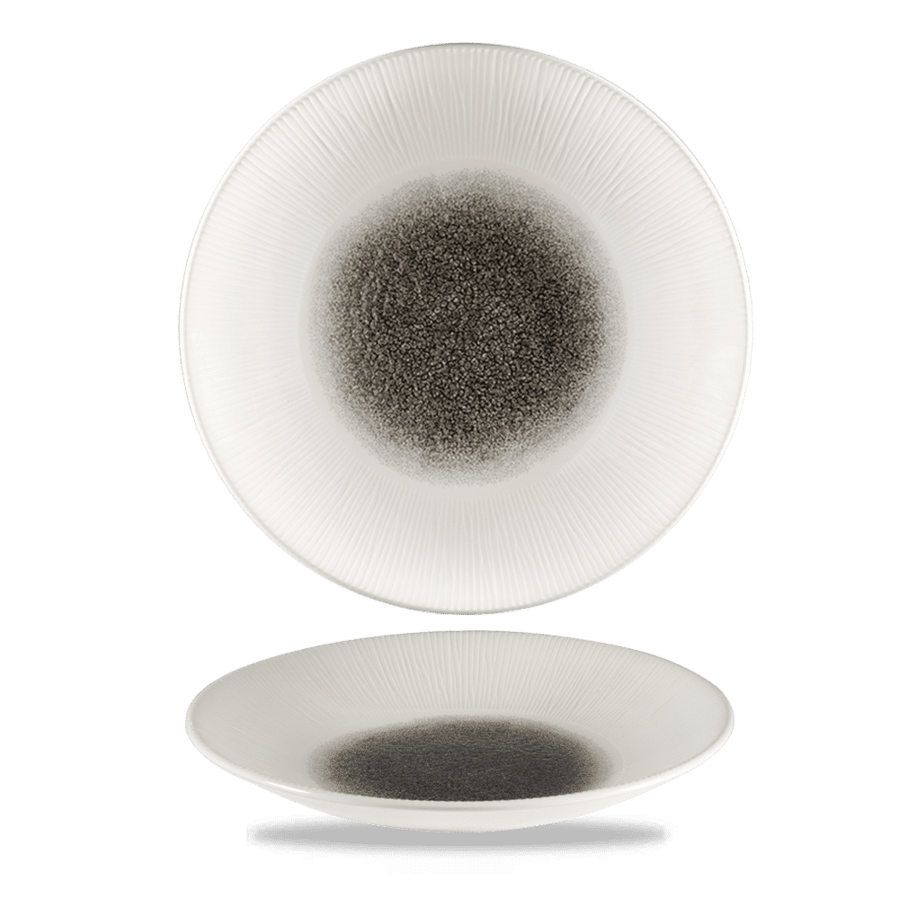 Raku 11" Round Deep Coupe Plate, Bamboo Quartz Black
