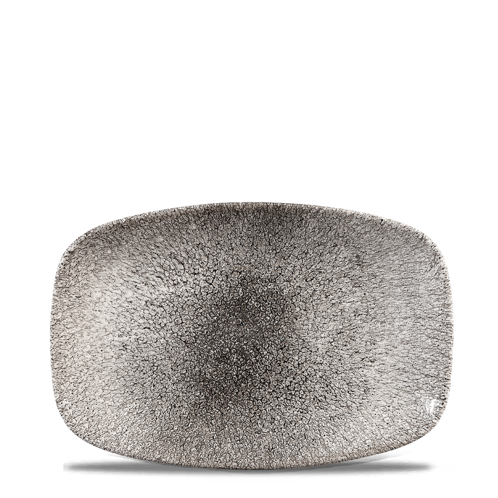 Raku 9-1/3" x 6-1/8" Oblong Plate, Quartz Black