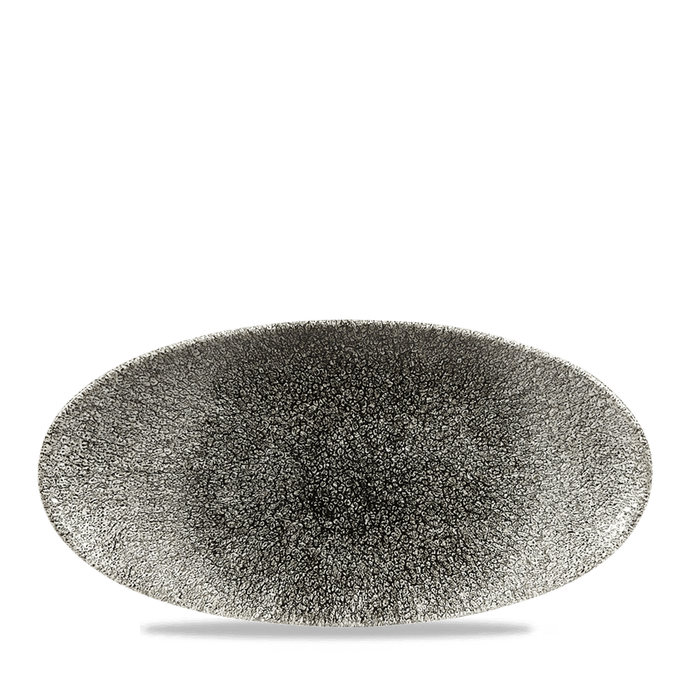 Raku 11-4/5" x 5-3/4" Chef's Plate, Quartz Black
