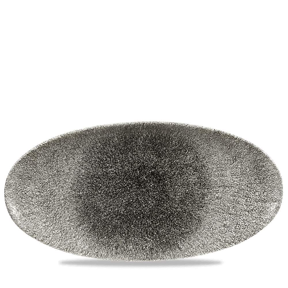 Raku 13-3/4" x 6-3/4" Chef's Plate, Quartz Black