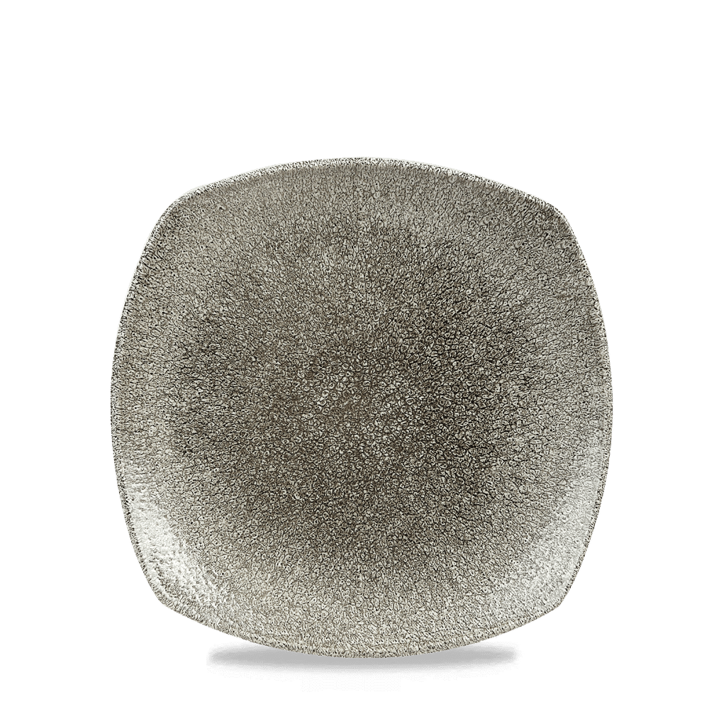 Raku 8-1/2" Square Plate, Quartz Black
