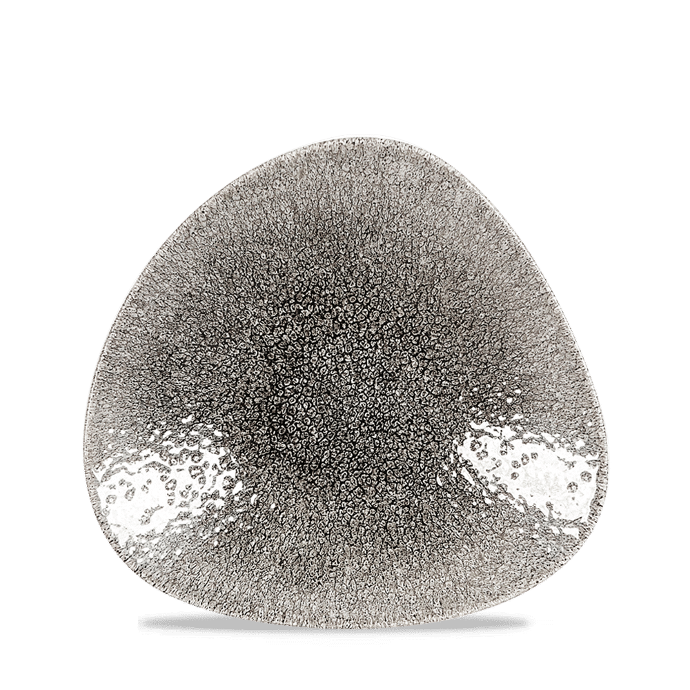 Raku 8-1/4" x 8-1/4" Triangular Shallow Bowl, Quartz Black