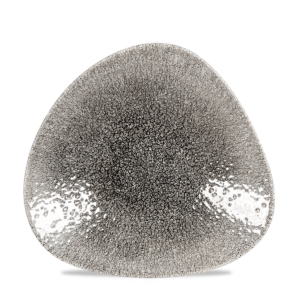 Raku 10-3/4" x 10-1/2" Triangular Shallow Bowl, Quartz Black
