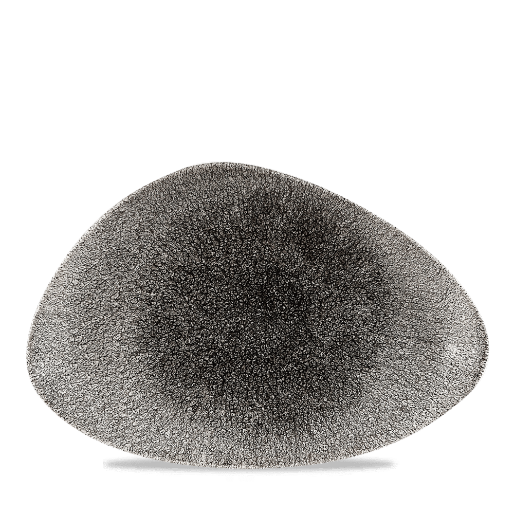 Raku 11-3/4" x 7-4/5" Triangular Chef's Plate, Quartz Black