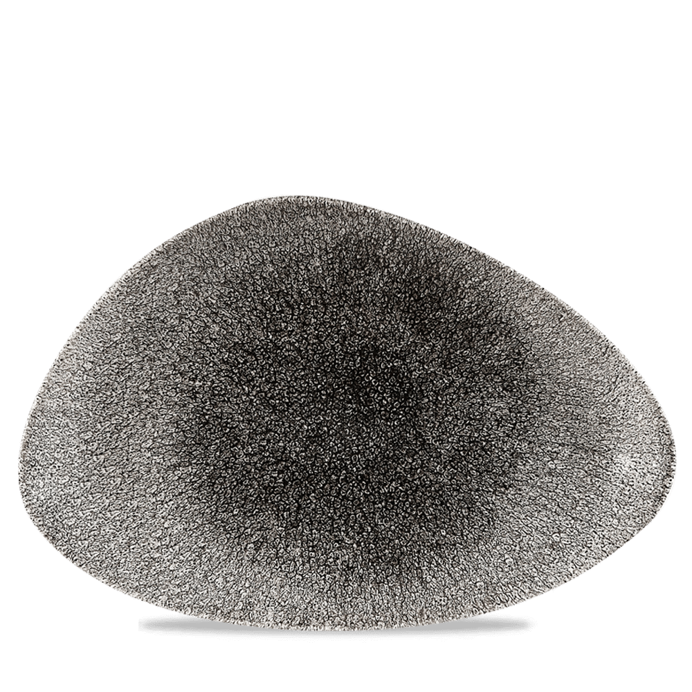 Raku 13-3/4" x 7-1/2" Triangular Chef's Plate, Quartz Black