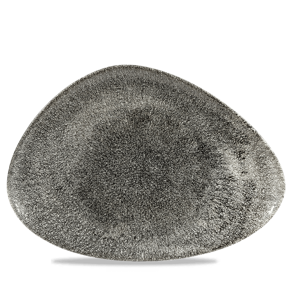 Raku 14" x 9-3/4" Triangular Chef's Plate, Quartz Black