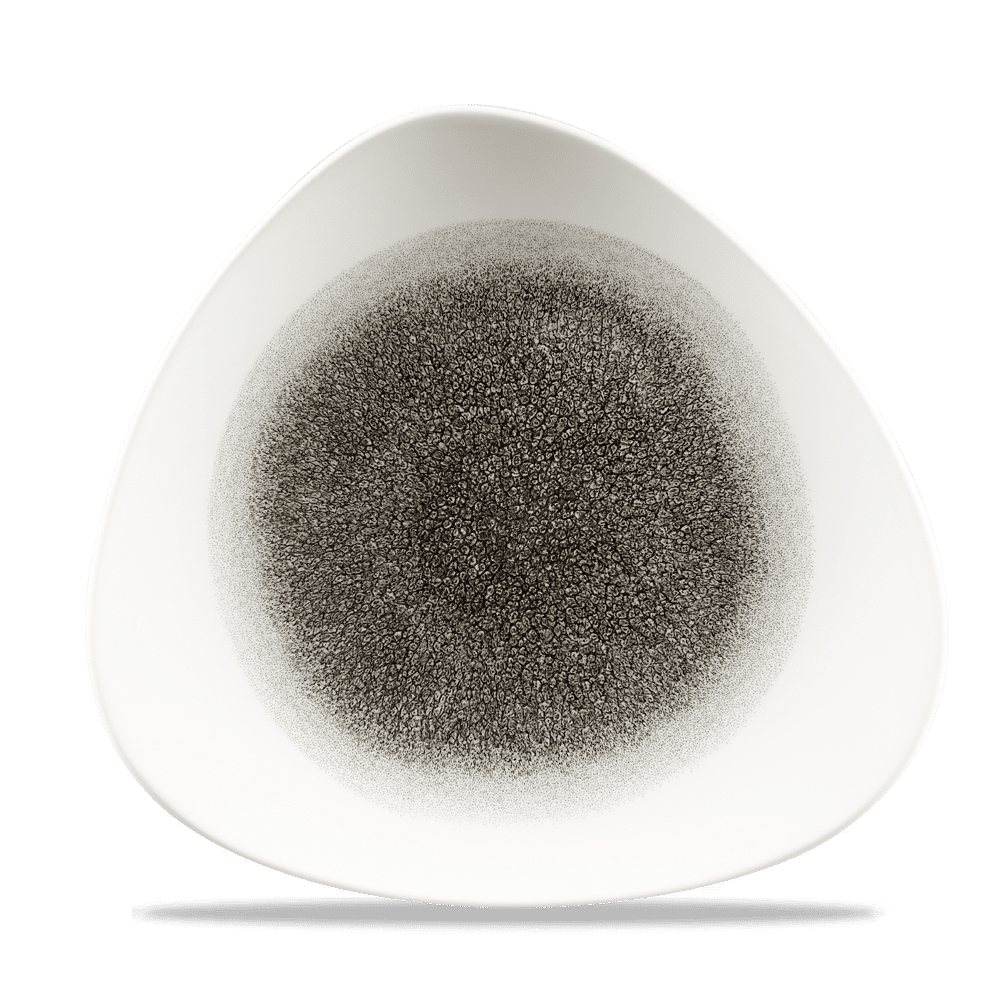 Raku 10-1/2" Triangular Plate, Quartz Black