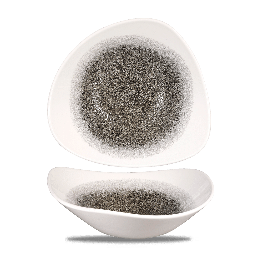 Raku 21 oz. 7-1/4" Triangular Bowl, Quartz Black