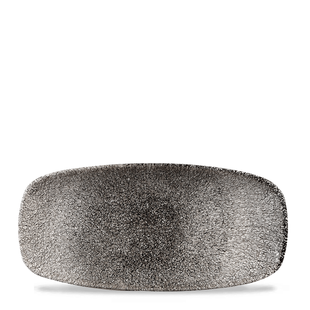 Raku 10-1/2" x 5" Oblong Plate, Quartz Black