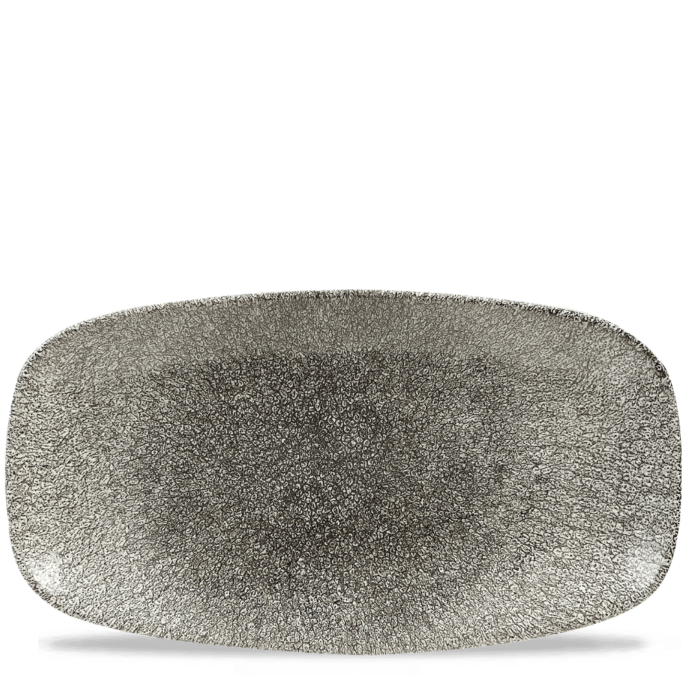 Raku 13-7/8" x 7-3/8" Oblong Chef's' Plate, Quartz Black