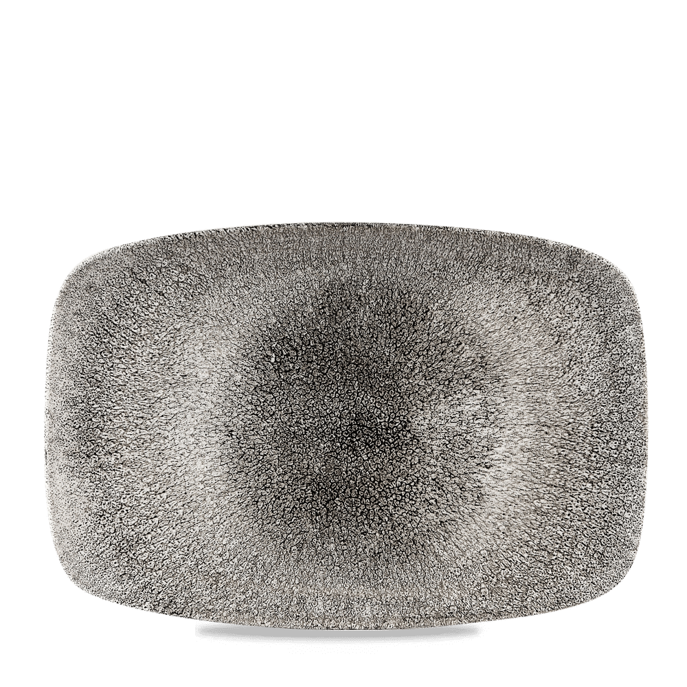 Raku 13-7/8" x 9-5/8" Oblong Platter, Quartz Black