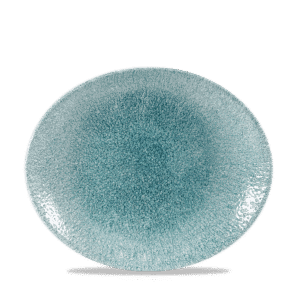 Raku 10-5/8" x 9" Oval Coupe Plate, Jade Green
