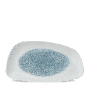 Raku 13-3/4" x 7-1/4" Chef's Geo Plate, Topaz Blue