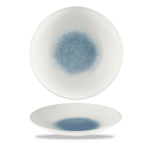 Raku 11" Round Deep Plate, Topaz Blue