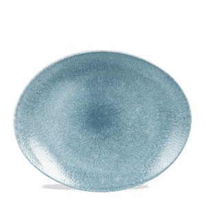 Raku 12-1/2" x 10" Plate, Topaz Blue