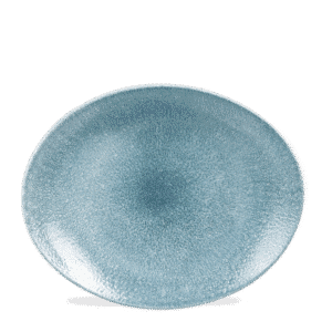 Raku 10-5/8" x 9" Plate, Topaz Blue