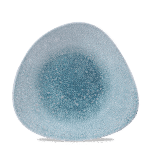 Raku 10-7/8" x 7-3/4" Triangular Shallow Bowl, Topaz Blue