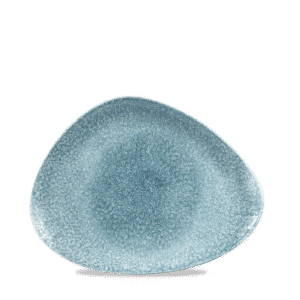 Raku 7-3/4" x 5-3/4" Triangular Chef's Plate, Topaz Blue