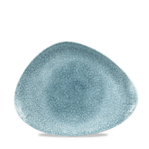Raku 10-1/4" x 7-7/8" Triangular Chef's Plate, Topaz Blue