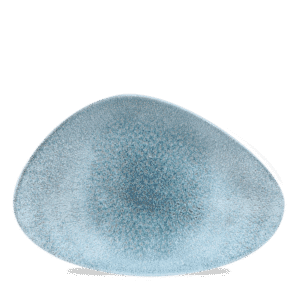 Raku 11-3/4" x 7-7/8" Triangular Chef's Plate, Topaz Blue