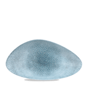 Raku 13-3/4" x 7-1/2" Triangular Chef's Plate, Topaz Blue