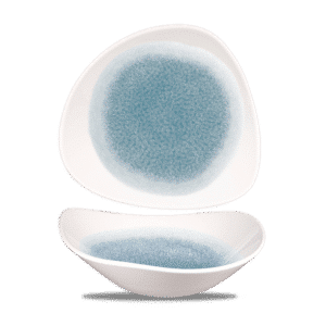 Raku 21 oz. Triangular Bowl, Topaz Blue