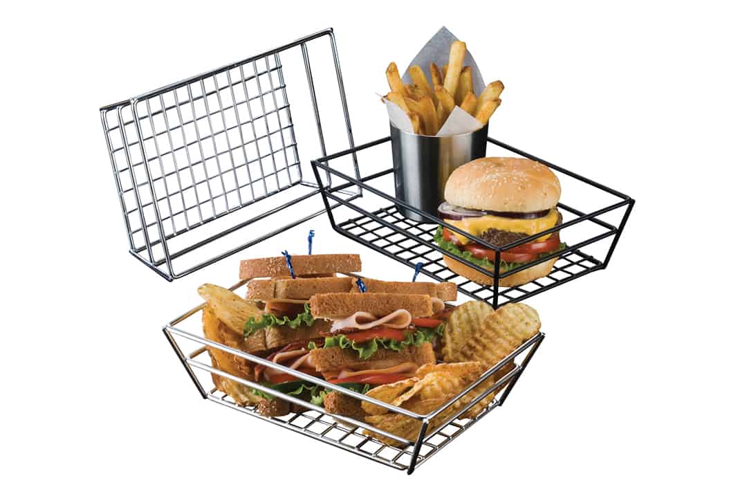 9" x 6" Rectangular Wire Grid Basket, Black