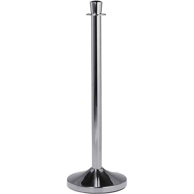 15"D x 40"H Securit® Barrier Post & Base System, Polished Chrome Stainless Steel